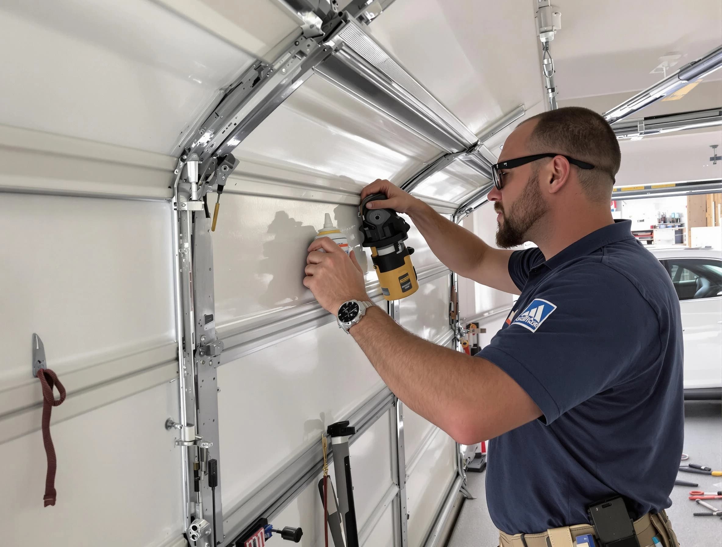 Portsmouth Garage Door Repair technician performing comprehensive noise reduction service in Portsmouth