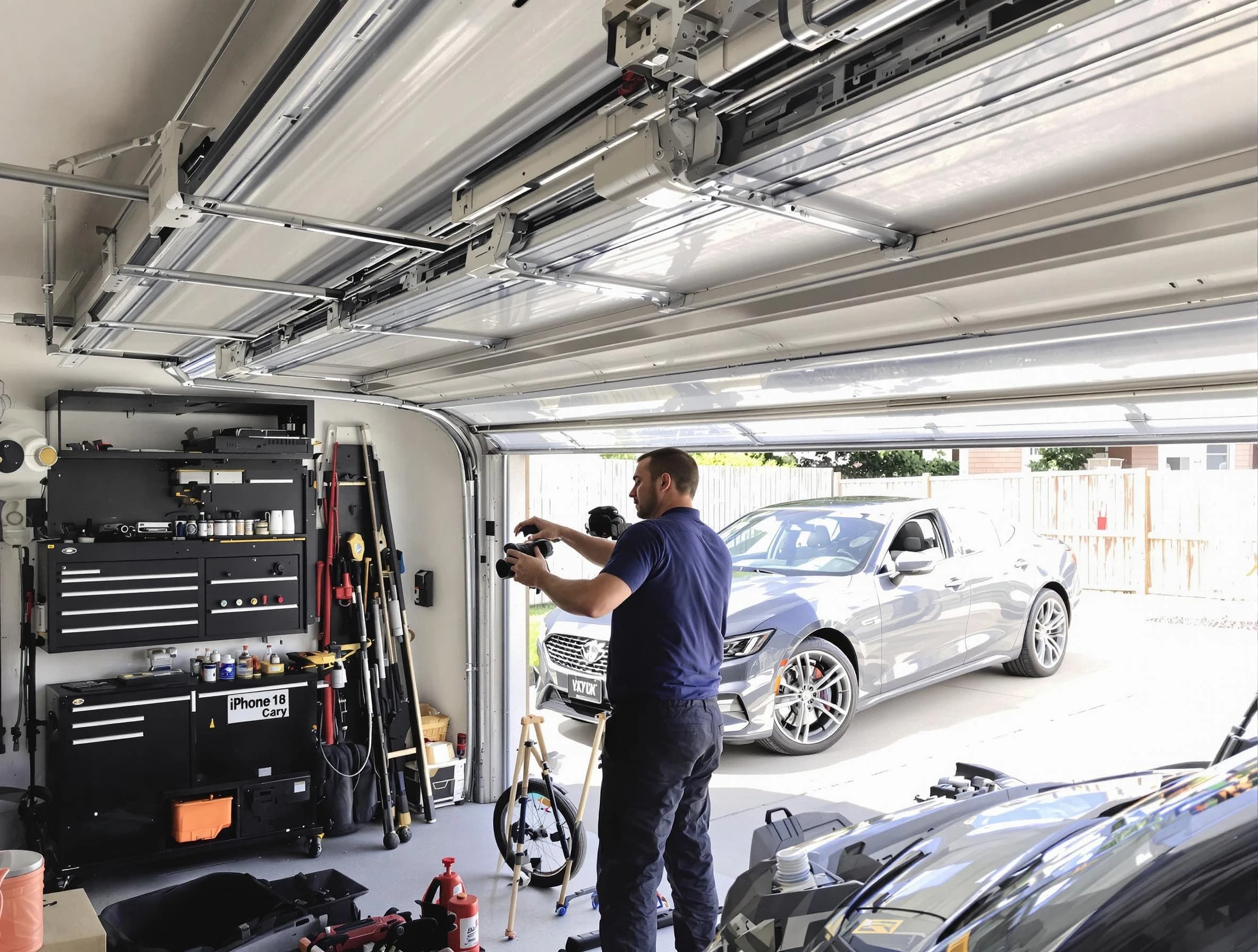 Portsmouth Garage Door Repair technician fixing noisy garage door in Portsmouth