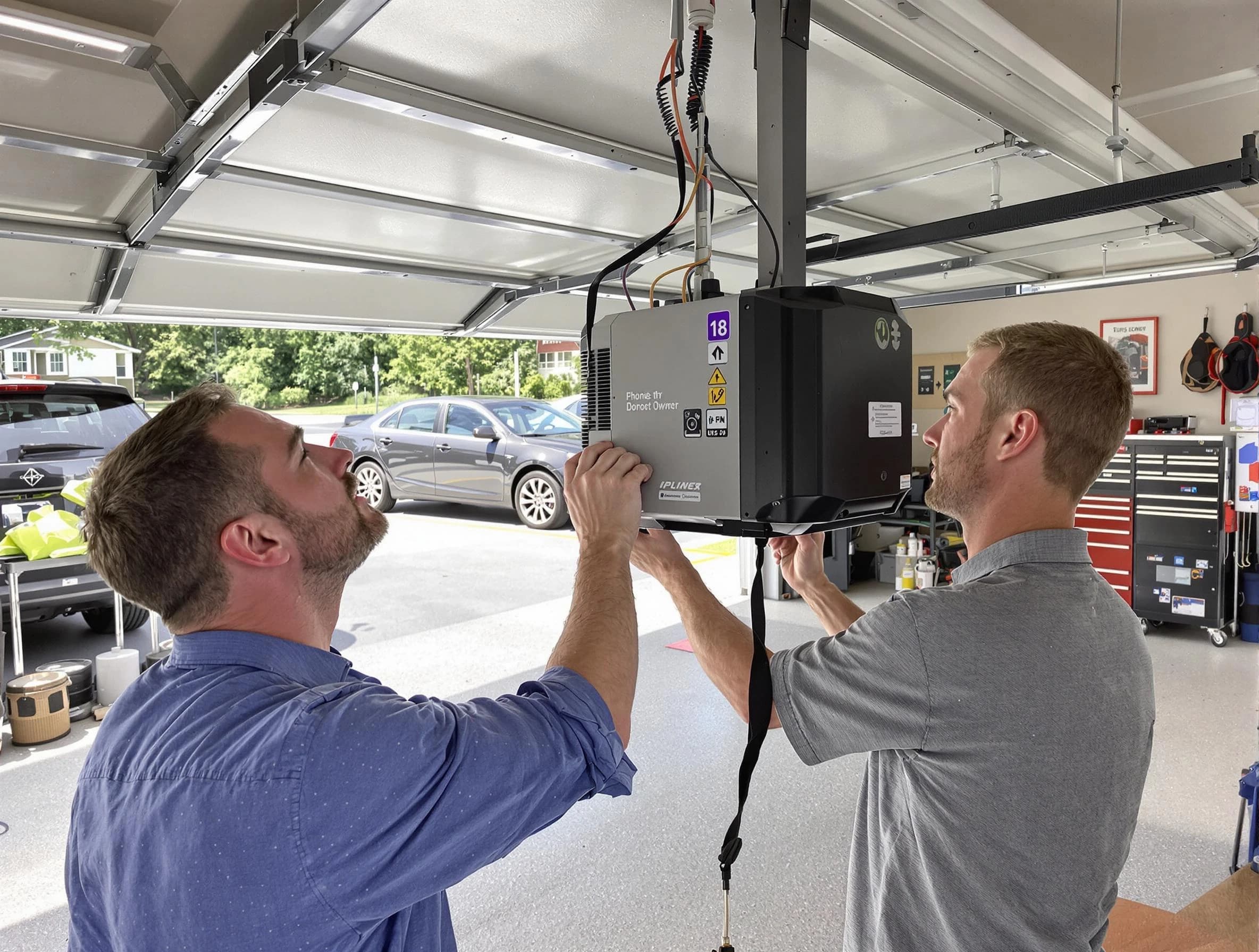 Portsmouth Garage Door Repair technician installing garage door opener in Portsmouth