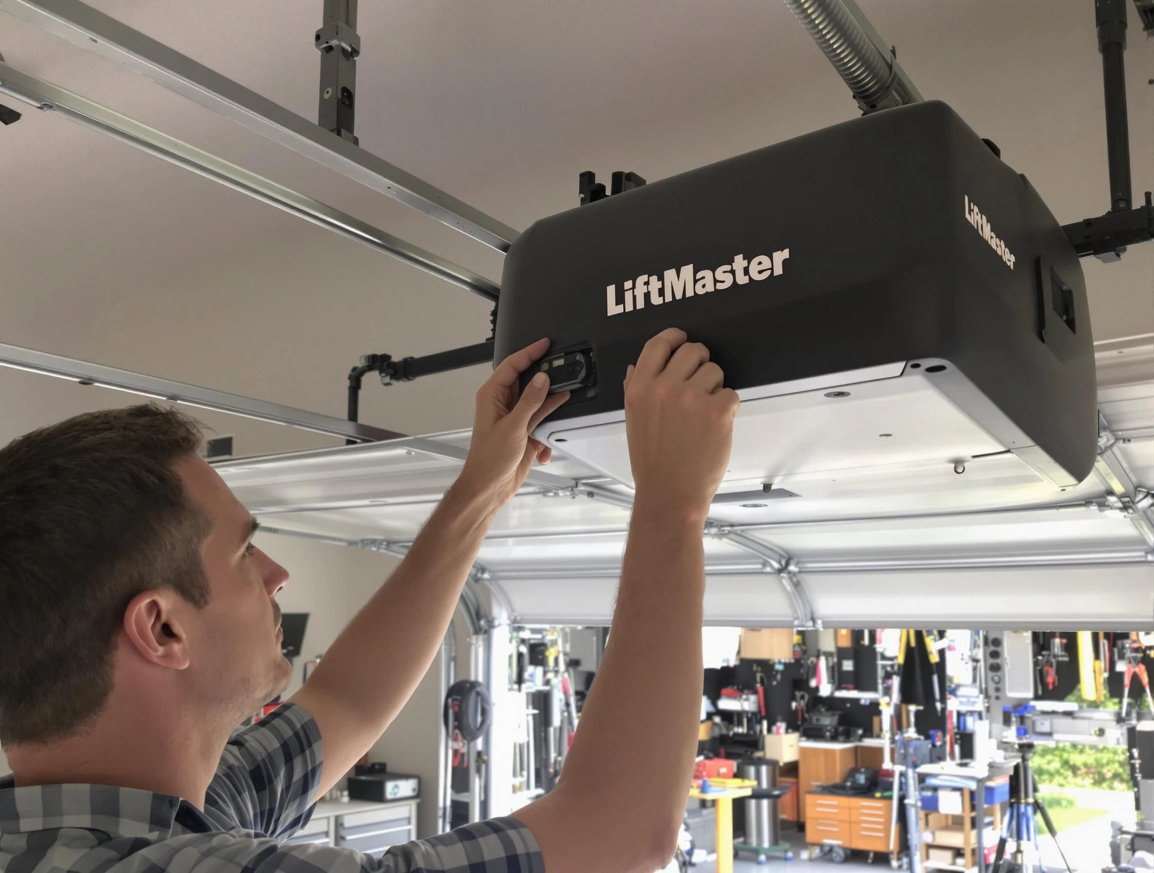 Portsmouth Garage Door Repair technician repairing garage door opener in Portsmouth