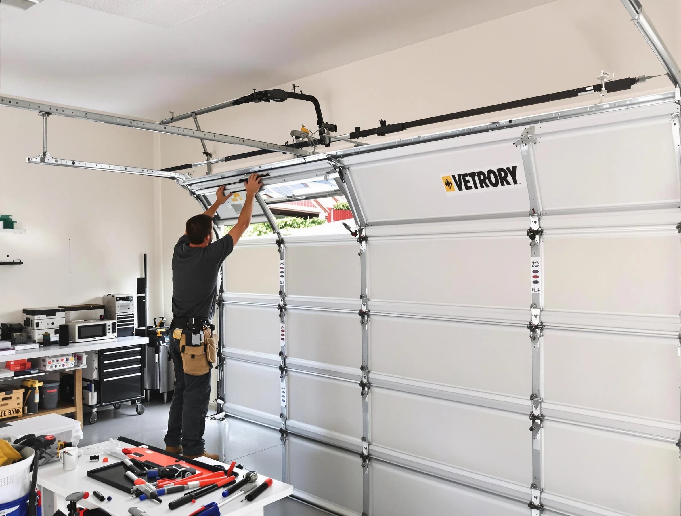 Portsmouth Garage Door Repair technician performing section replacement in Portsmouth