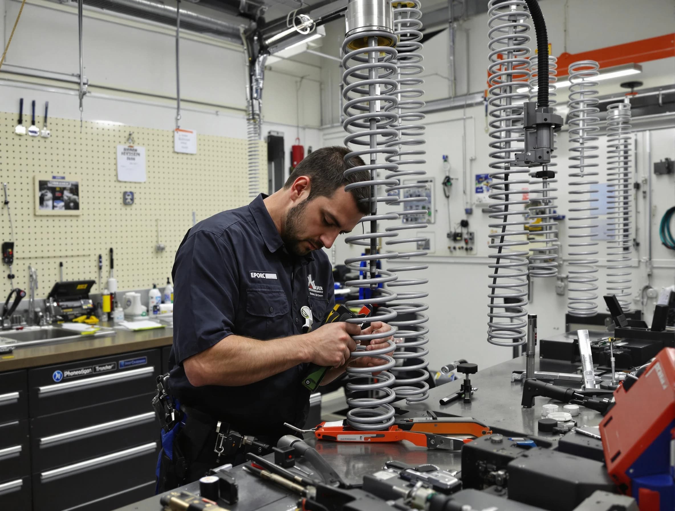 Portsmouth Garage Door Repair technician performing spring repair in Portsmouth