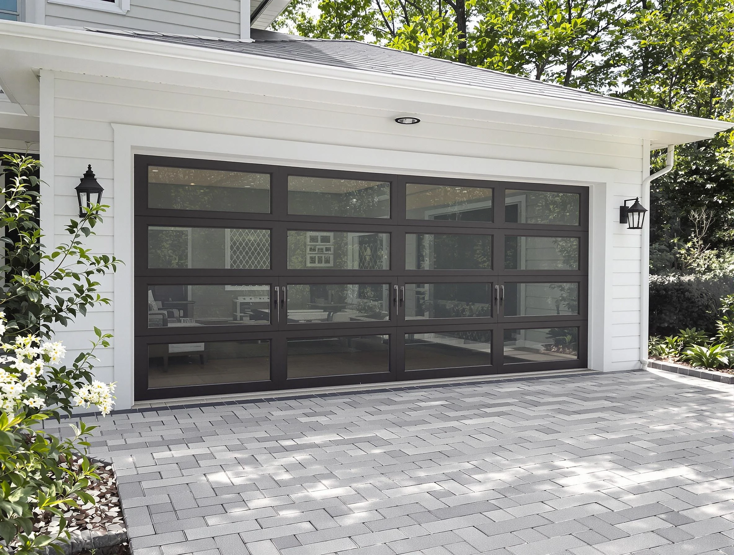 Portsmouth Garage Door Repair design specialist presenting custom garage door options to Portsmouth homeowner