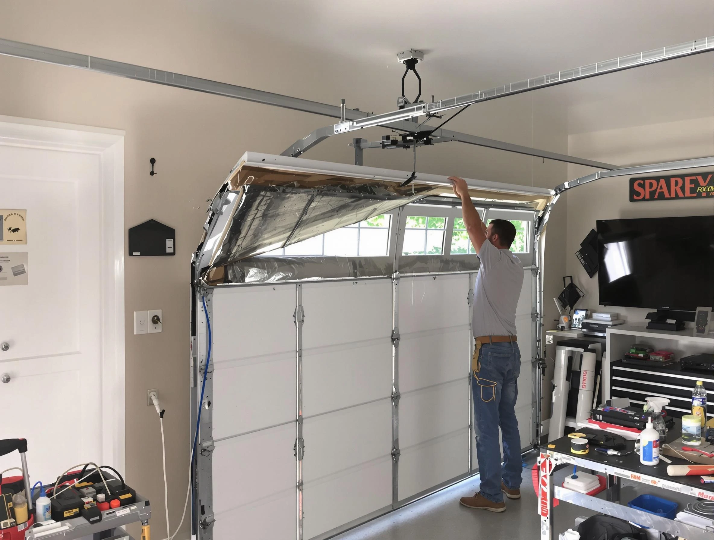 Garage door section replacement by Portsmouth Garage Door Repair in Portsmouth
