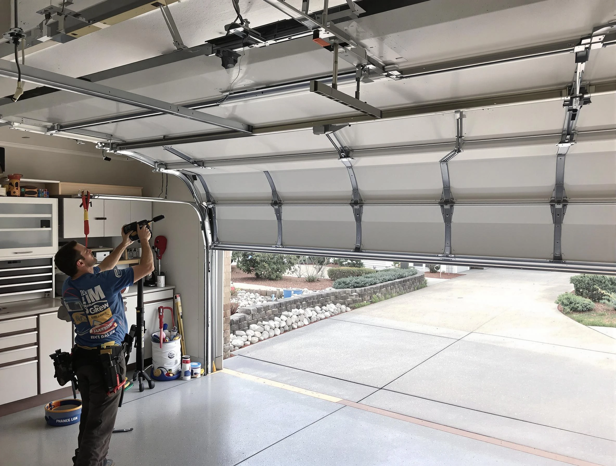 Garage door track repair service by Portsmouth Garage Door Repair in Portsmouth